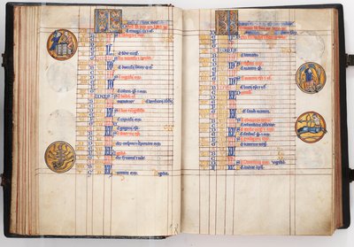 Lewis Psalter, Eröffnung zeigt Kalenderseiten für Oktober und November, ca. 1225-50 von Leber Group